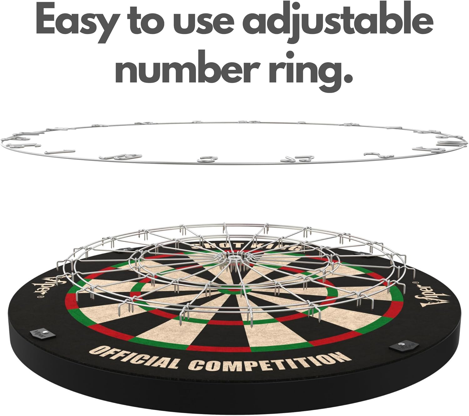 Viper by GLD Products Shot King Regulation Bristle Steel Tip Dartboard Set with Bullseye Metal Radial Spider Wire Compressed Sisal Board with Rotating Number Ring Includes 6 Darts Black